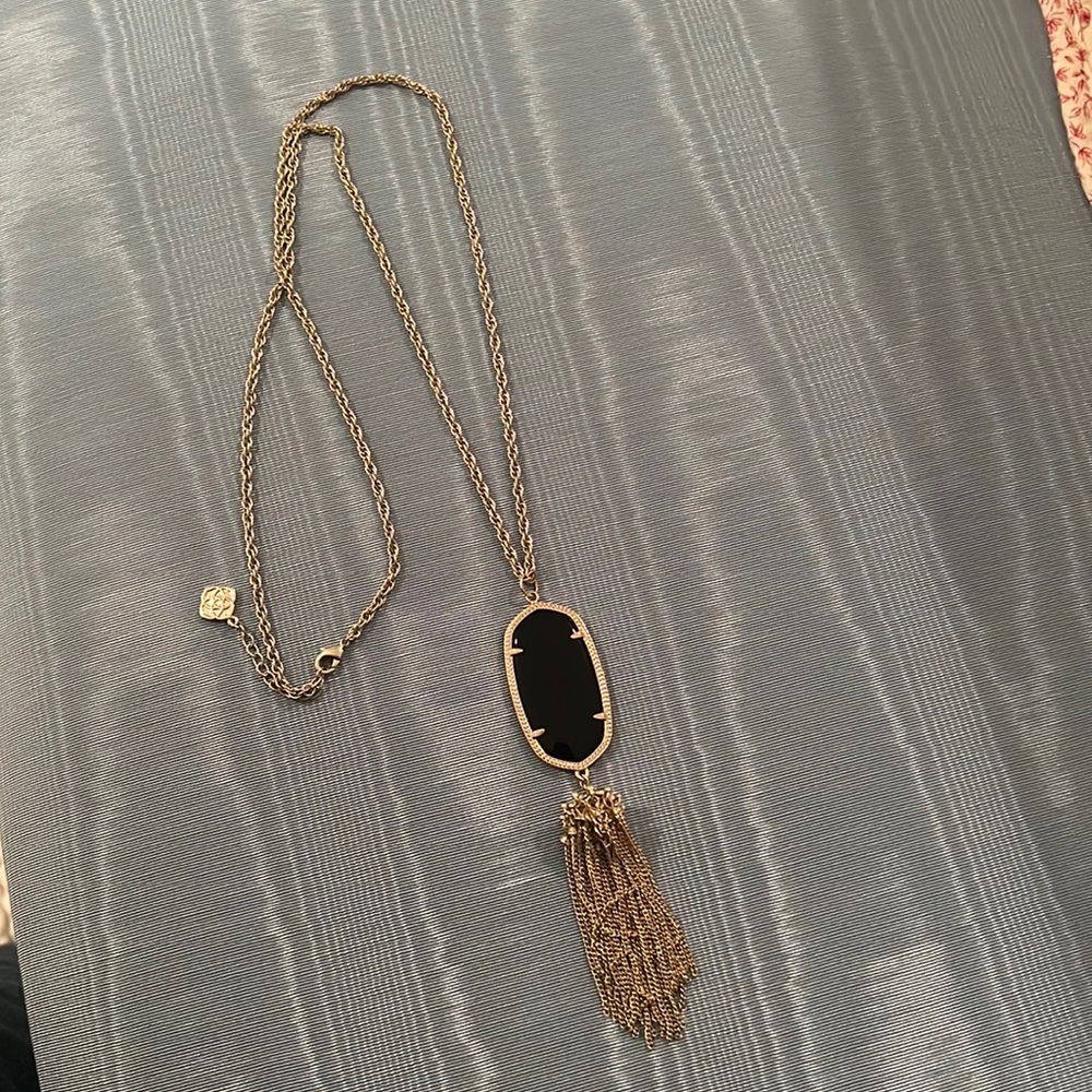 BLACK KENDRA SCOTT TASSEL NECKLACE